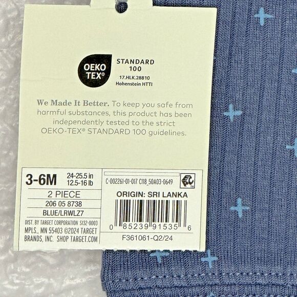 Cloud Island Baby Boy Blue 2pc Wide Ribbed Soft Top & Bottom Set Size 3-6M NEW! - Picture 5 of 9